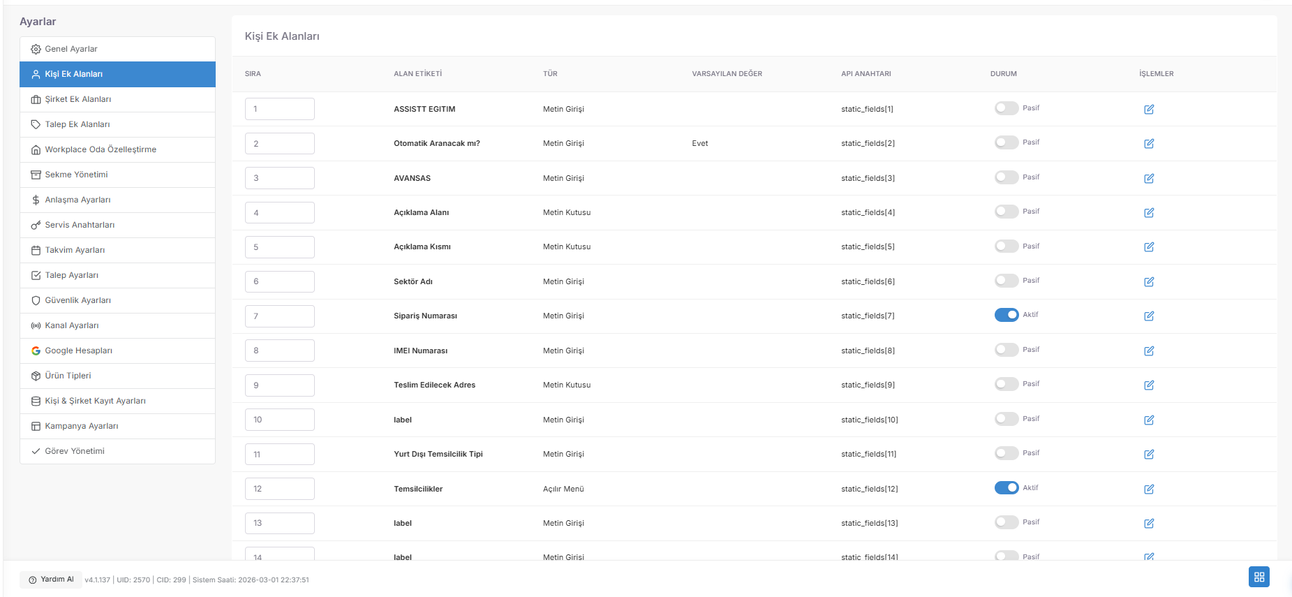 Access URL; https://app.spechy.com/settings/customization/contact-static-fields screenshot 1