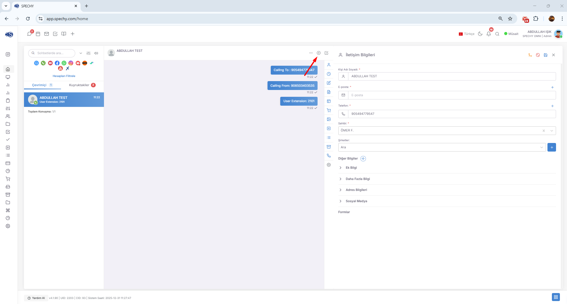 Professional Recommendation: When starting a conversation, you can send your messages faster and in a more corporate language by using the ready-made text templates in the Knowledge Base. screenshot 1