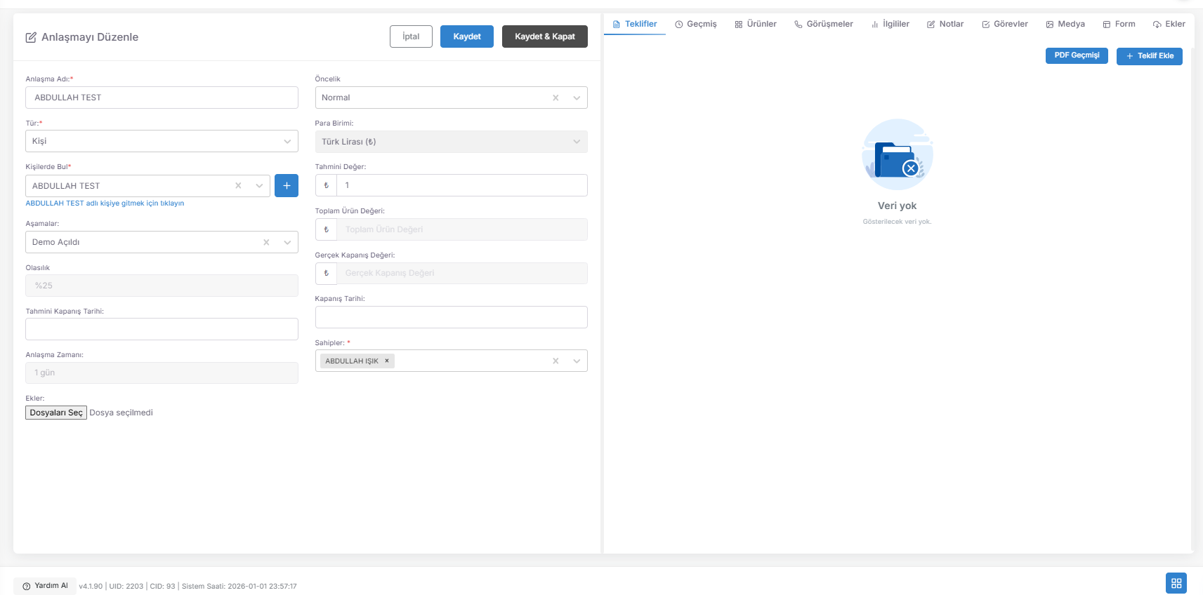 Professional Tip: Move forward with "Kanban View" in your daily sales meetings or team evaluations. By filtering cards that have been waiting for more than 1 week in the "Negotiation" column, you can decide to offer a special discount or campaign to these customers and accelerate your sales cycle ($Sales \ Cycle$). screenshot 1
