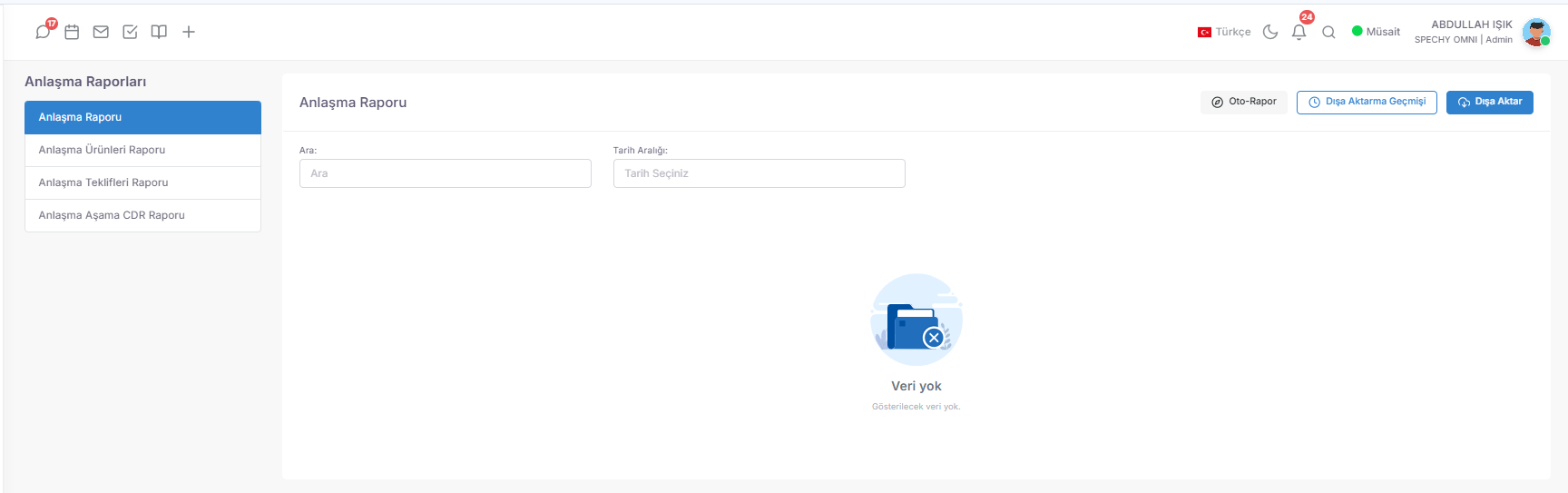 Reports> Agreement Reports screenshot 1