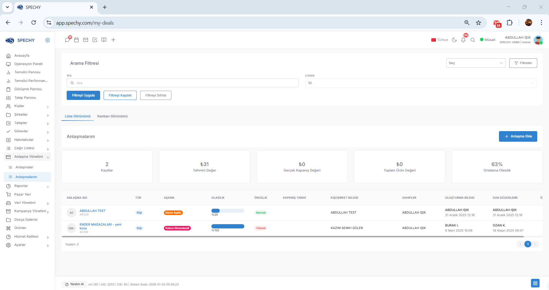 Professional Advice: Before sending a quote, make sure that the correct quantity and unit price have been selected in the "Products" tab. After sending the quote, adding a "Quote Tracking Request" task for 2 days later to the "Tasks" section will significantly increase the likelihood of the sale closing. screenshot 1