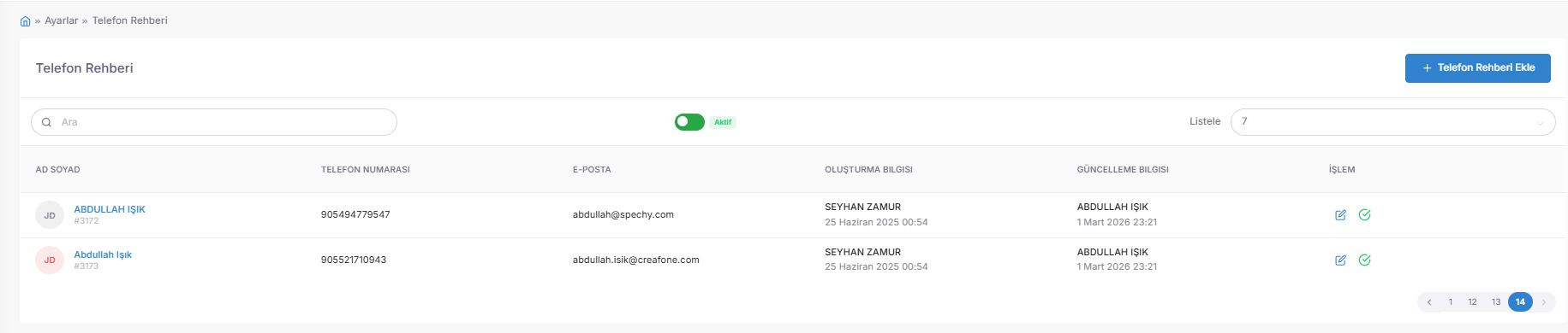 Access URL; https://app.spechy.com/phone-book screenshot 1